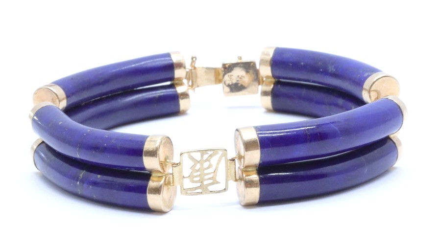 Zlatý náramek s lapis lazuli