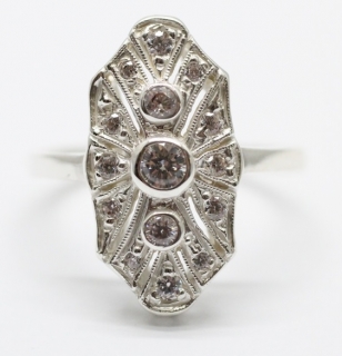Stříbrný prsten se zirkony Art Deco