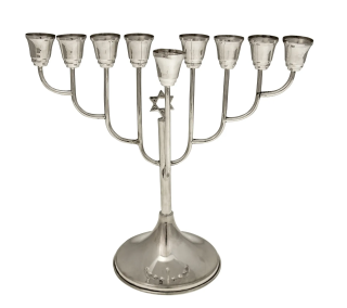 Stříbrný židovský svícen - chanuka