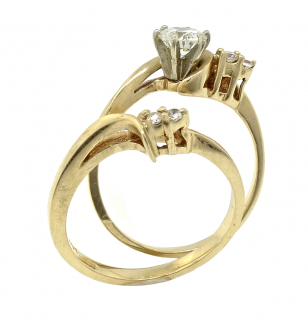 Zlatý prsten s diamanty - svatební sada